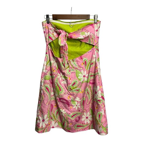 Vtg 80’s Lilly Pulitzer Shift Dress Pink & Green Paisley Floral Mini Size 10 - Picture 2 of 9